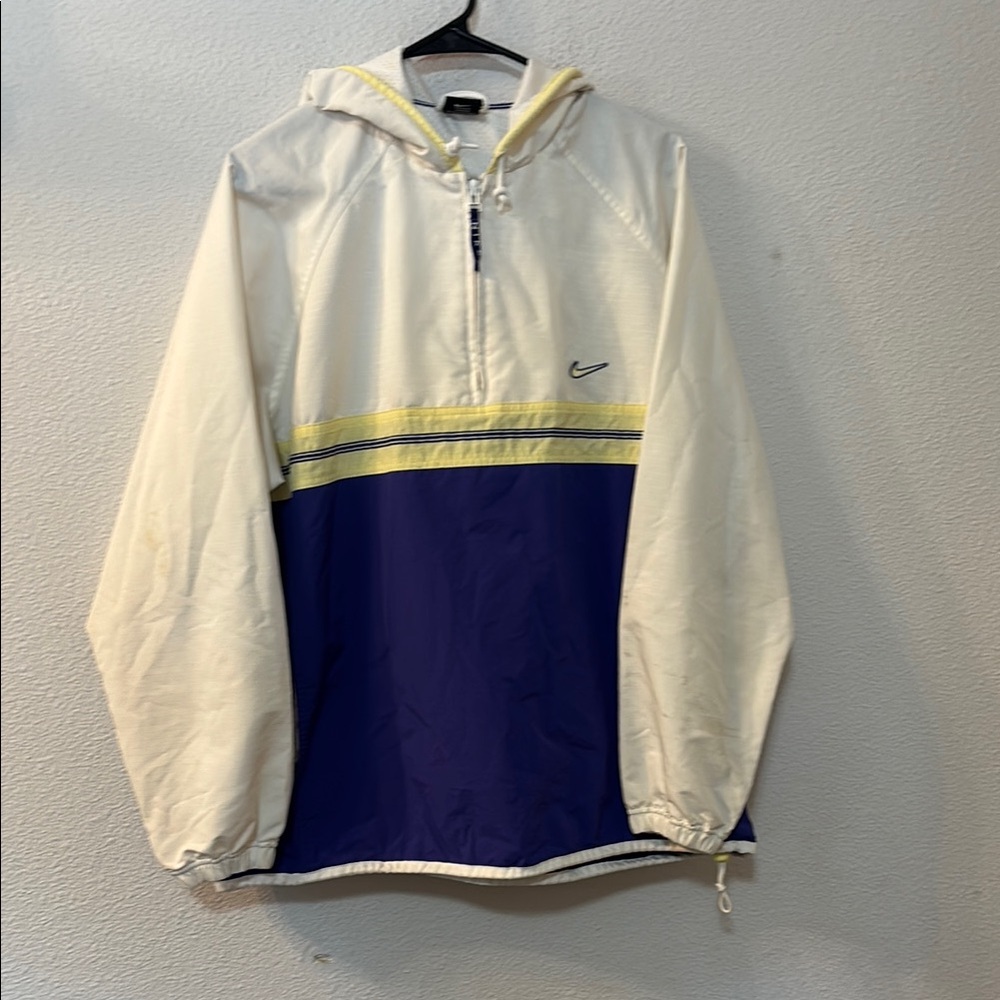 VTG Nike Cream and Blue Hooded Jacket